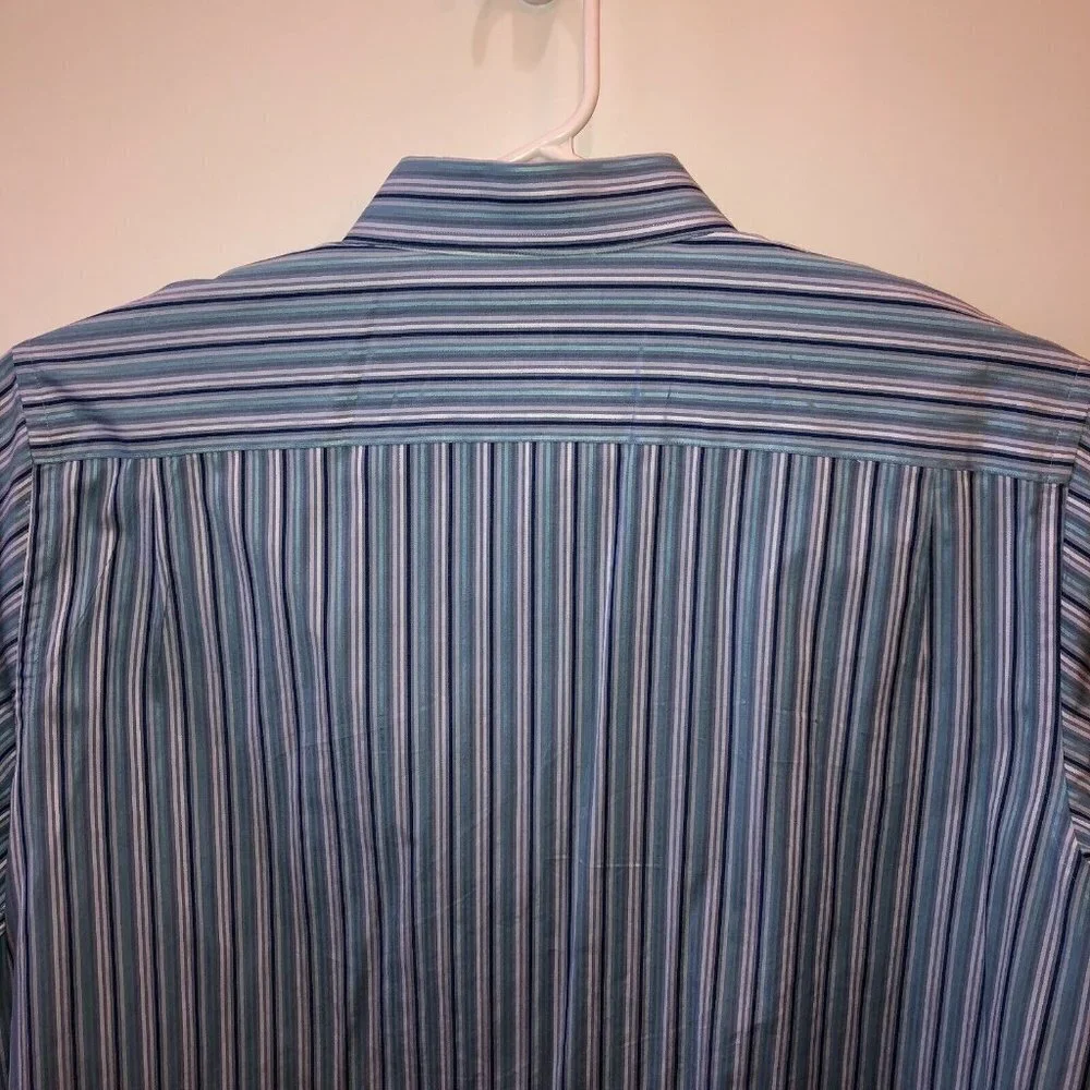 Banana Republic Mens Size XL Blue Striped Long Sleeve Button Up Shirt 17-17.5